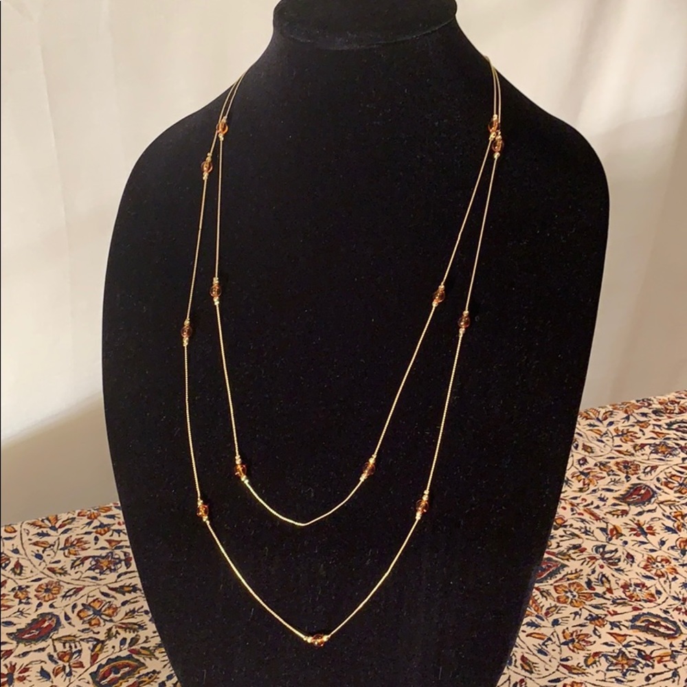 Beautiful Topaz Bead Collar Necklace -Gold color